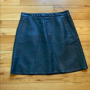 Zara Hunter green leather skirt